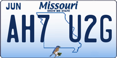 MO license plate AH7U2G