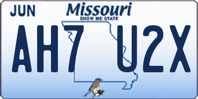 MO license plate AH7U2X