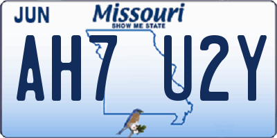 MO license plate AH7U2Y