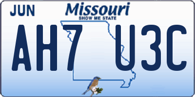 MO license plate AH7U3C