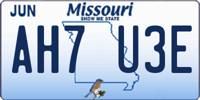 MO license plate AH7U3E