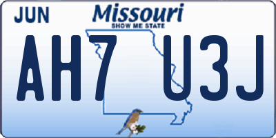 MO license plate AH7U3J