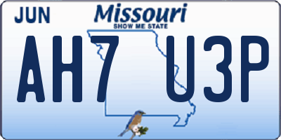 MO license plate AH7U3P