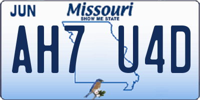 MO license plate AH7U4D