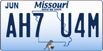 MO license plate AH7U4M