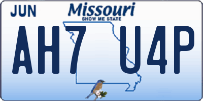MO license plate AH7U4P