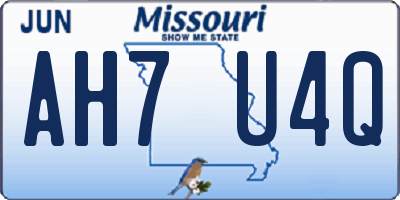 MO license plate AH7U4Q