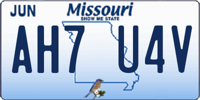 MO license plate AH7U4V