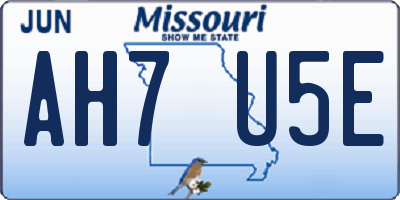 MO license plate AH7U5E