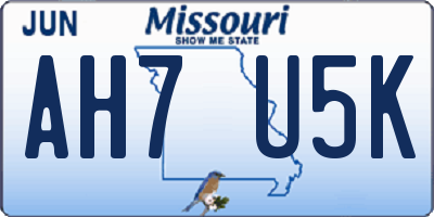 MO license plate AH7U5K