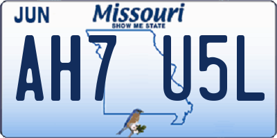 MO license plate AH7U5L