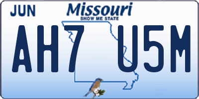 MO license plate AH7U5M
