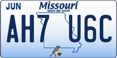 MO license plate AH7U6C