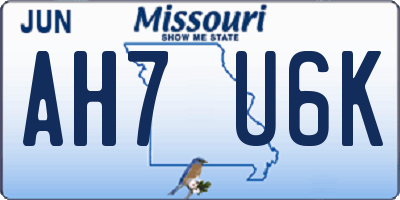 MO license plate AH7U6K