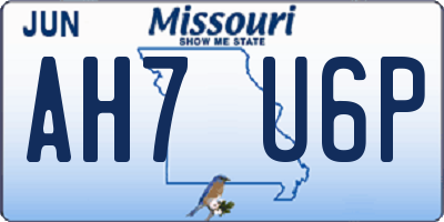 MO license plate AH7U6P