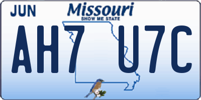 MO license plate AH7U7C