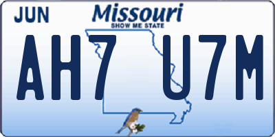 MO license plate AH7U7M