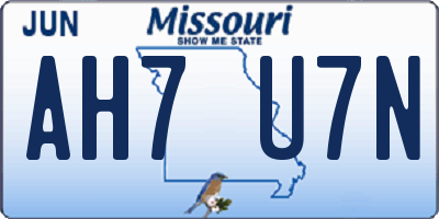MO license plate AH7U7N