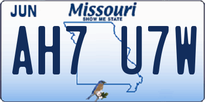 MO license plate AH7U7W