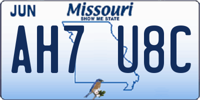 MO license plate AH7U8C