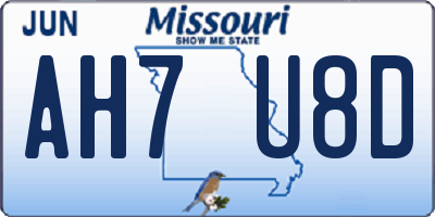 MO license plate AH7U8D