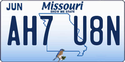 MO license plate AH7U8N