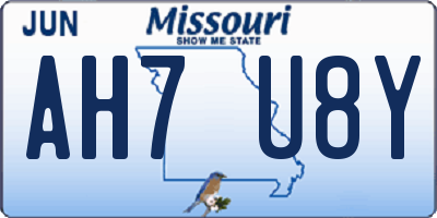 MO license plate AH7U8Y