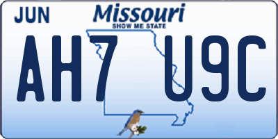 MO license plate AH7U9C