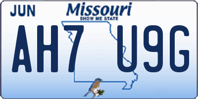 MO license plate AH7U9G