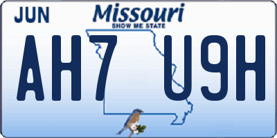 MO license plate AH7U9H