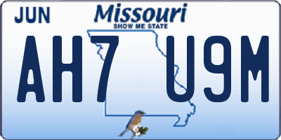 MO license plate AH7U9M