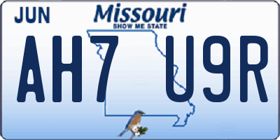 MO license plate AH7U9R