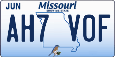 MO license plate AH7V0F