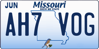 MO license plate AH7V0G