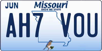 MO license plate AH7V0U