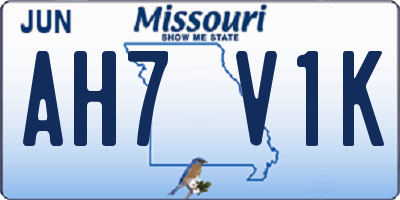 MO license plate AH7V1K