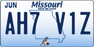 MO license plate AH7V1Z