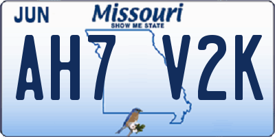 MO license plate AH7V2K
