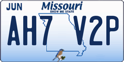 MO license plate AH7V2P