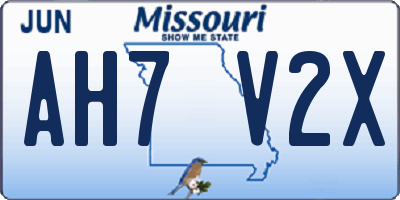 MO license plate AH7V2X