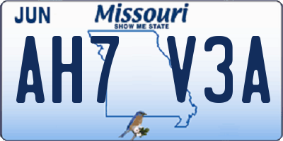 MO license plate AH7V3A
