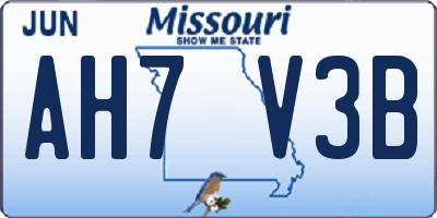 MO license plate AH7V3B