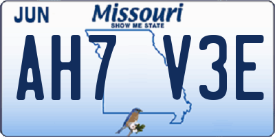 MO license plate AH7V3E