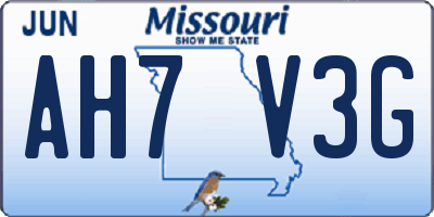 MO license plate AH7V3G
