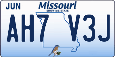MO license plate AH7V3J