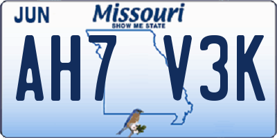 MO license plate AH7V3K