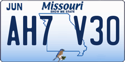MO license plate AH7V3O