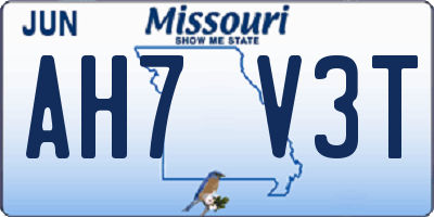 MO license plate AH7V3T