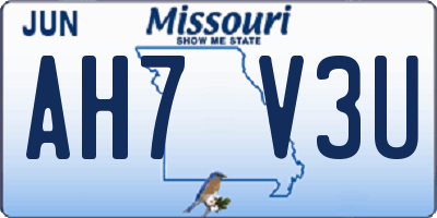 MO license plate AH7V3U