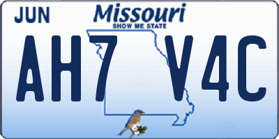 MO license plate AH7V4C